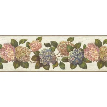 Off White Hydrangea Wall Paper Border