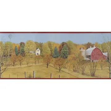 Fall Barn Scene Wallpaper Border