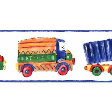 White Childrens Truck Drawing Wall Paper Bord