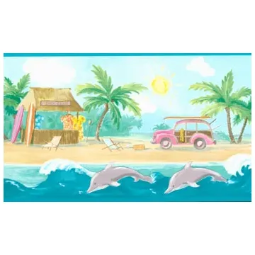 Teal Beach Club Wallpaper Border KL2909B- 2rolls left