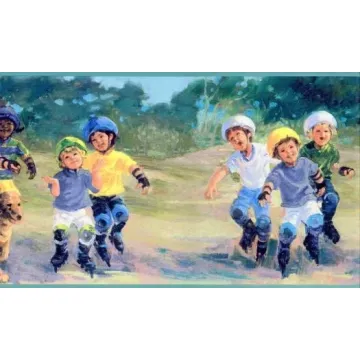 Skating Children Wallpaper Border
