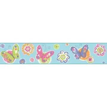 Blue Butterfly Circle Wallpaper Border KS2249BD