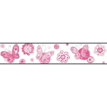 Pink Butterfly Circle Wallpaper Border KS2251BD