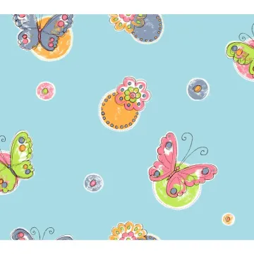 Butterfly Circle Floral Wallpaper KS2256