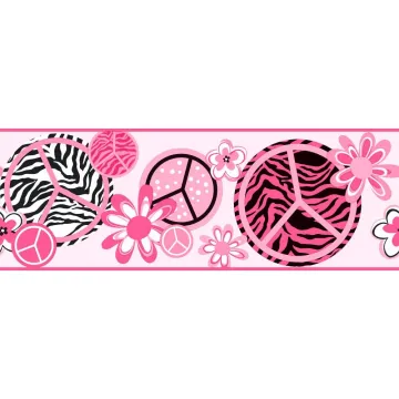 Poppin Pink Peace Sign Wallpaper Border KS2271B