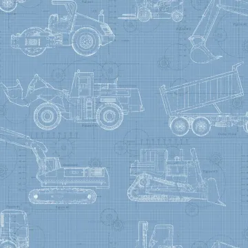 Cool Kids Construction Blueprint Wallpaper