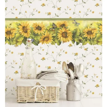 KV27408 Mini Sunflower Trail Wallpaper Yellow, Green Fresh Kitchens 5 Norwall Wallcovering