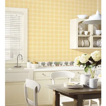 KV27422 Chic Plaid Wallpaper Yellow, Green Fresh Kitchens 5 Norwall Wallcovering