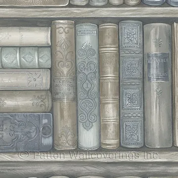 LL36203 Bookcase Wallpaper Blue, Brown Illusions Norwall Wallcovering