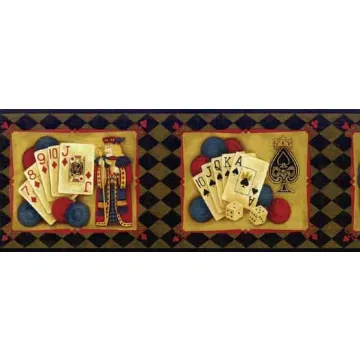 Framed Poker Hand Wallpaper Border by Chesapeake