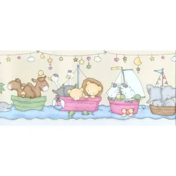 Tan Pairs of Animals Wallpaper Border