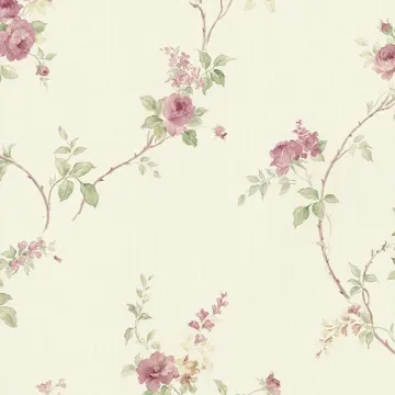 MD29401 In-Register White Wedding Trail Wallpaper Cream, Pink, Green Silk Impressions 2 Norwall Wallcovering