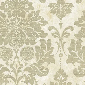 MD29414 In Register Damask Wallpaper Dark Cream, Tan, Metallic Gold Silk Impressions 2 Norwall Wallcovering