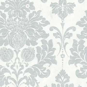 MD29419 In Register Damask Wallpaper Metallic Silver, Pearl, white Silk Impressions 2 Norwall Wallcovering