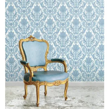 MD29431 Jacobean Paisley Wallpaper Dark Blue, Light Pearl, White Manor House Norwall Wallcovering