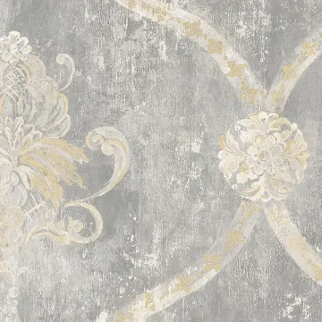 MH36506 Regal Damask Wallpaper Grey, Beige Manor House Norwall Wallcovering
