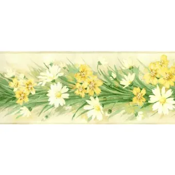 Beige Daisy and Daffodil Wallpaper Border MK77685B- 1 roll left
