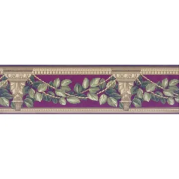 Burgundy Ivy Column Wallpaper Border