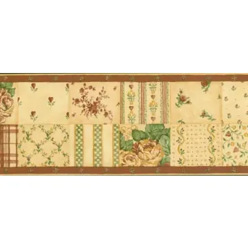 Gold Framed Roses and Hearts Wallpaper Border