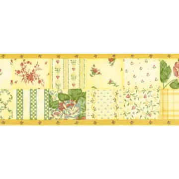 Yellow and Burgundy Rose Wallpaper Border
