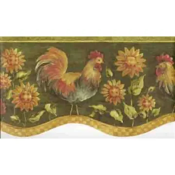 Mustard Country Die Cut Rooster Wallpaper Border