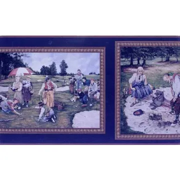 Gold Old Timers Golf Wallpaper Border