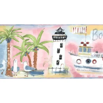 Nautical Water Colored Wallpaper Border NT5750B