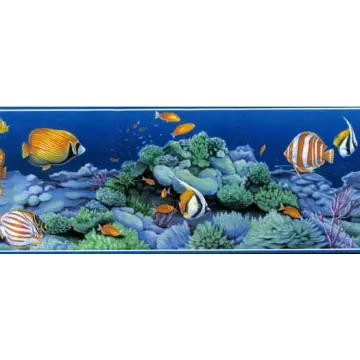 Blue Tropical Fish Wallpaper Border