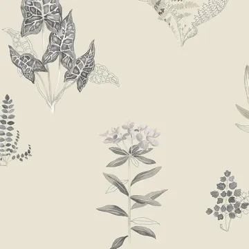 PA34229 Ferns Wallpaper Grey, Beige Paradise Norwall Wallcovering