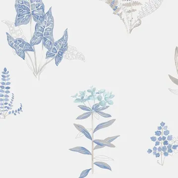 PA34231 Ferns Wallpaper Blue, Grey Paradise Norwall Wallcovering