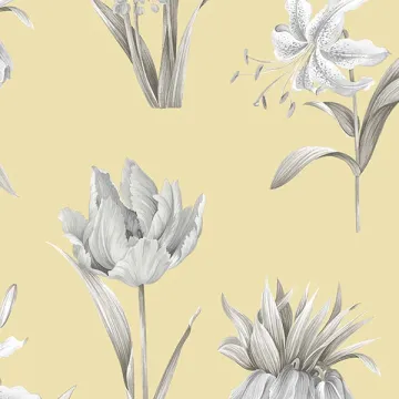 PA34235 Botanical Floral Wallpaper Yellow, Grey Paradise Norwall Wallcovering