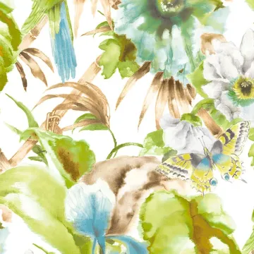 PA34242 Palm Beach Parrot Wallpaper Green, Aqua Paradise Norwall Wallcovering