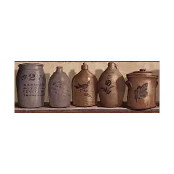 Burgundy Primitive Jugs Wallpaper Border