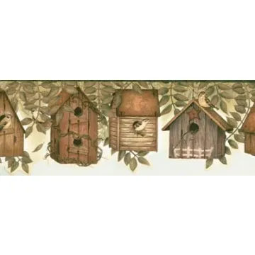 Green Country Kitchen Birdhouse Wallpaper Border