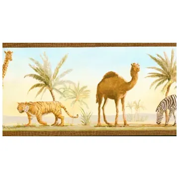 Brown Safari Animal Print Wallpaper Border