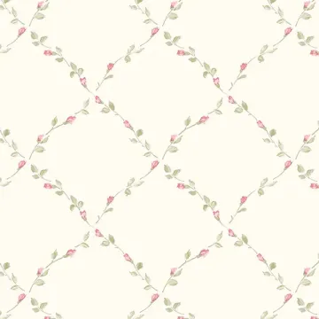 PP35523 Red Rose Trellis Wallpaper Beige, Pink, Cream Pretty Prints 4 Norwall Wallcovering