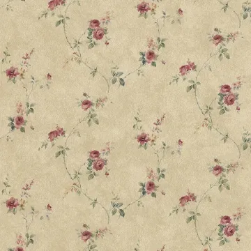 PR33806 Laura's Trail Wallpaper Tan, Brown, Red, Green, Beige, Yellow Floral Prints 2 Norwall Wallcovering