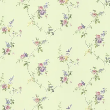 PR33810 Laura's Trail Wallpaper Green, Pink, Purple, Light Blue Floral Prints 2 Norwall Wallcovering