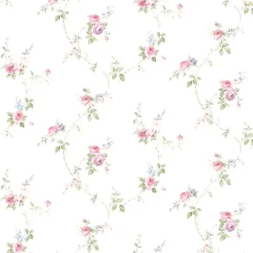 PR33811 Laura's Trail Wallpaper Pink, Purple, Green, Blue, Brown Floral Prints 2 Norwall Wallcovering