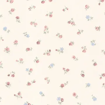 PR33812 Shabby Rose Buds Wallpaper Cream, Pink, Blue, Green Floral Prints 2 Norwall Wallcovering
