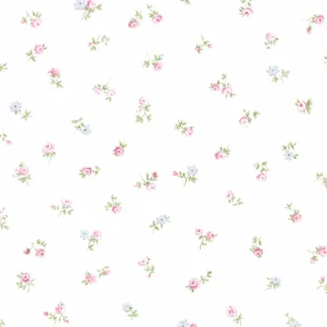 PR33814 Shabby Rose Buds Wallpaper Pink, Green, Blue Floral Prints 2 Norwall Wallcovering