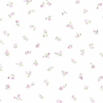 PR33815 Shabby Rose Buds Wallpaper Pink, Green, Light Purple Floral Prints 2 Norwall Wallcovering