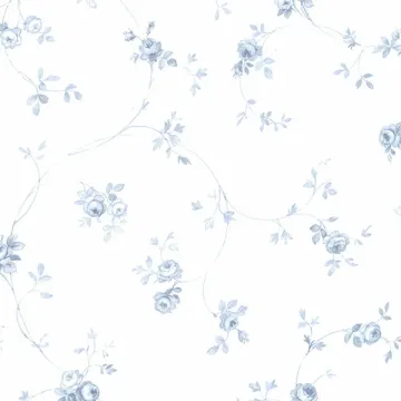 PR33826 Delft Rose Wallpaper Light Blue, Blue Floral Prints 2 Norwall Wallcovering