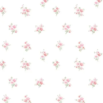 PR33842 Delicate Daisies Wallpaper Pink, Green Floral Prints 2 Norwall Wallcovering