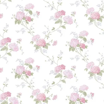 PR33861 Mini Hydrangea Trail Wallpaper Pink, Purple Floral Prints 2 Norwall Wallcovering