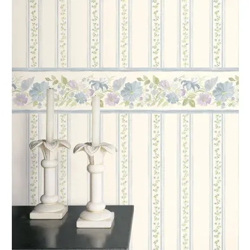 PR33868 Lilac Stripe Wallpaper Blue, Purple Floral Prints 2 Norwall Wallcovering