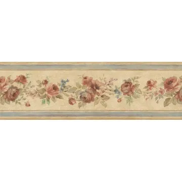PR79651 White Wedding Wallpaper Border Beige, Blue, Green, Pink, Brown Floral Prints 2 Norwall Wallcovering