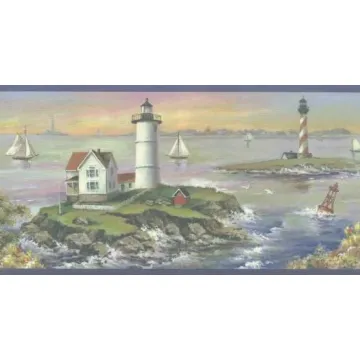 Rustic Charm Lighthouse Wallpaper Border