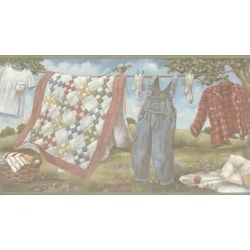 Rustic Charm Laundry Wallpaper Border