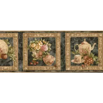 Floral and Fruit Frame Wallpaper Border